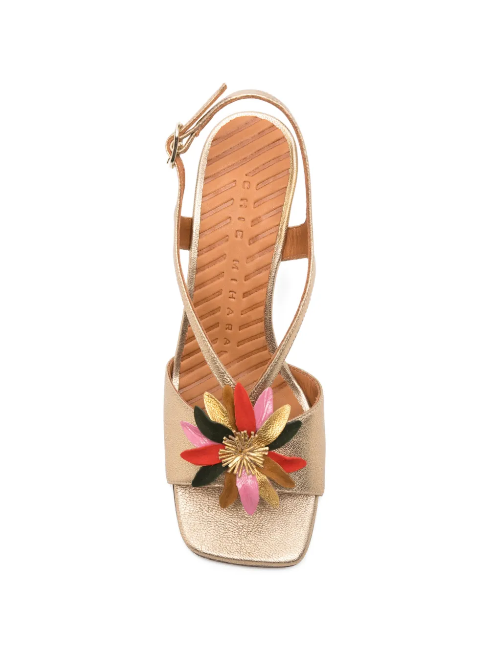 Chie Mihara floral appliqué sandals Goud