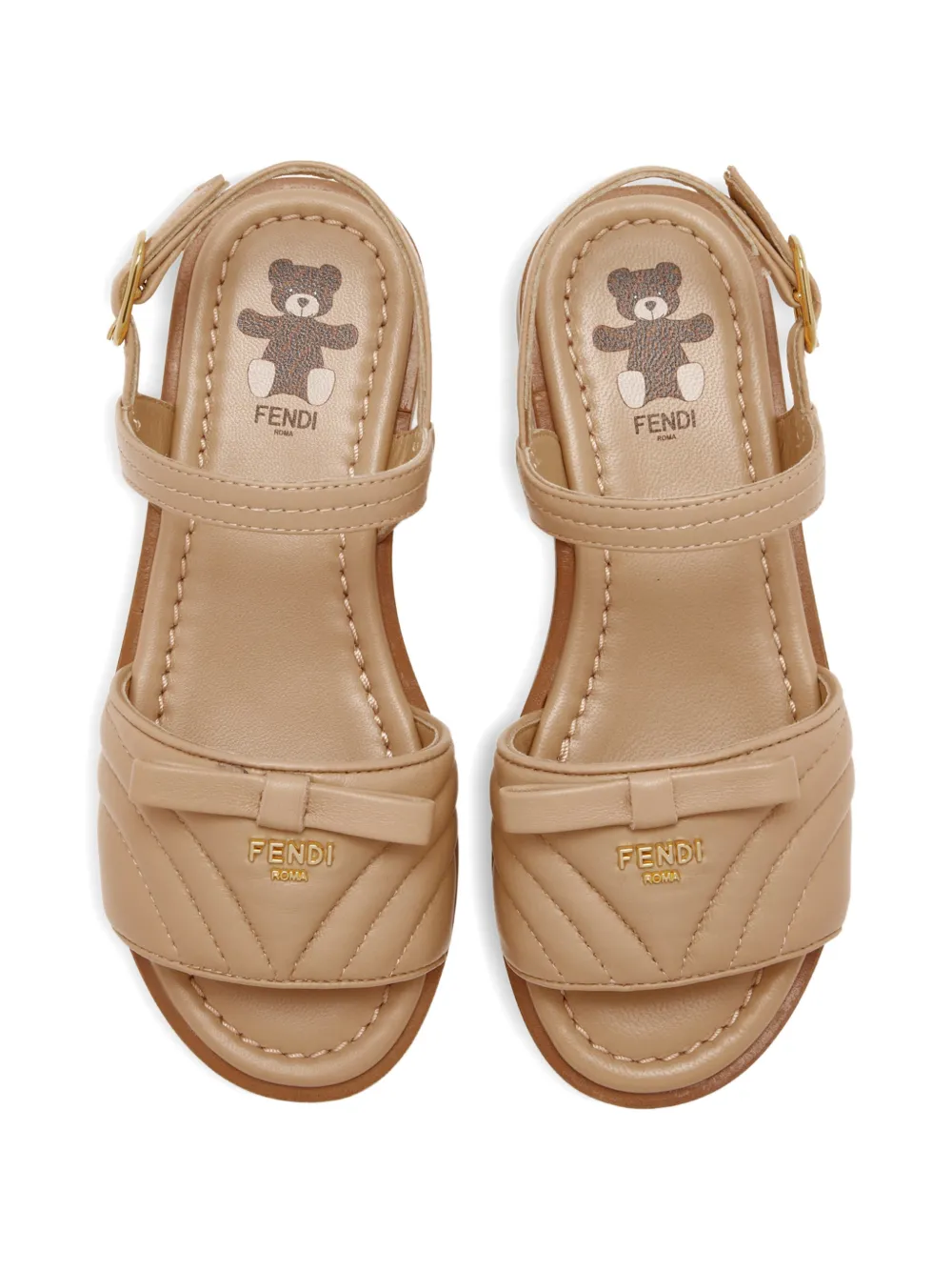 Fendi Kids Gewatteerde sandalen Bruin