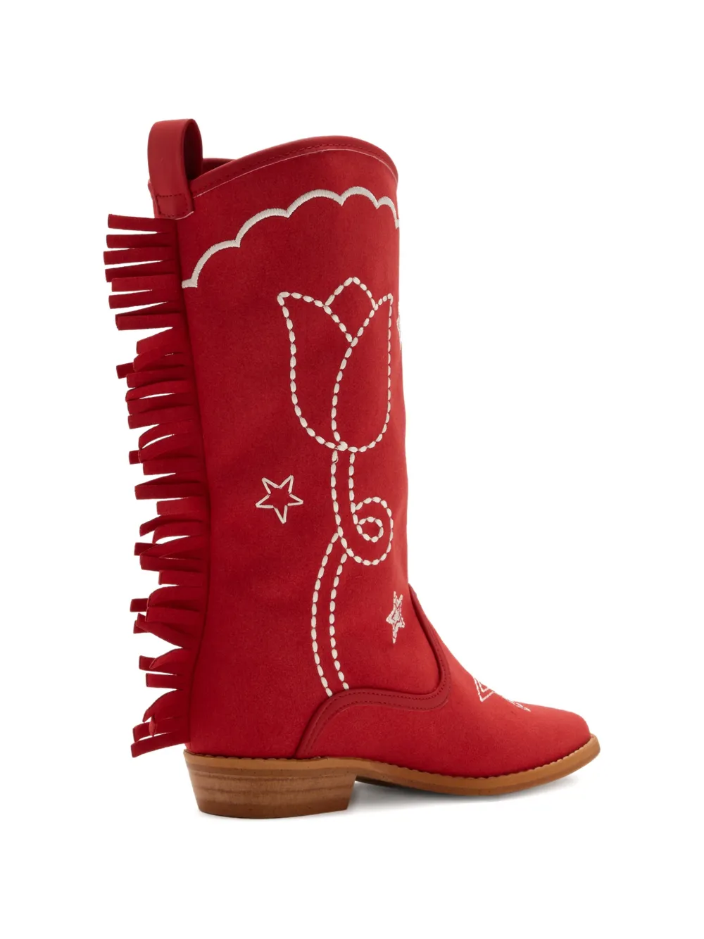 Stella McCartney Kids Star fringe-trimmed star-embroidered boots Rood