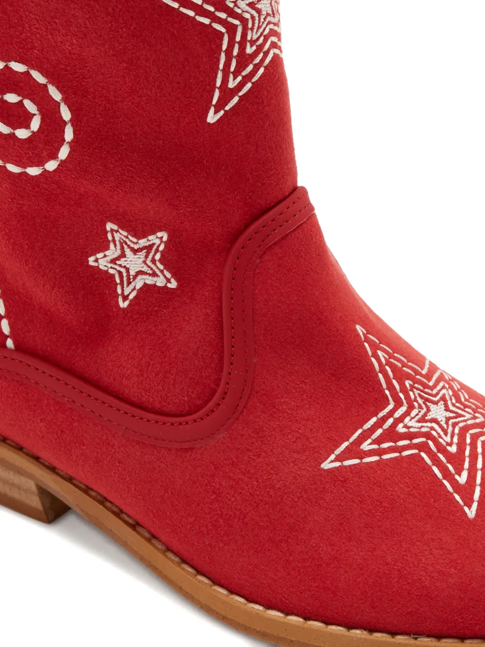 Stella McCartney Kids Star fringe-trimmed star-embroidered boots Rood