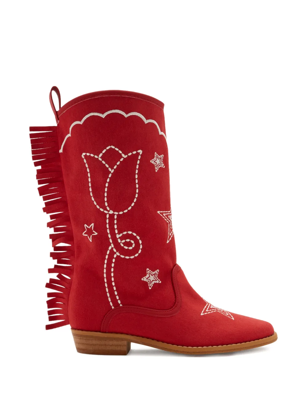 Stella McCartney Kids Star fringe-trimmed star-embroidered boots Rood