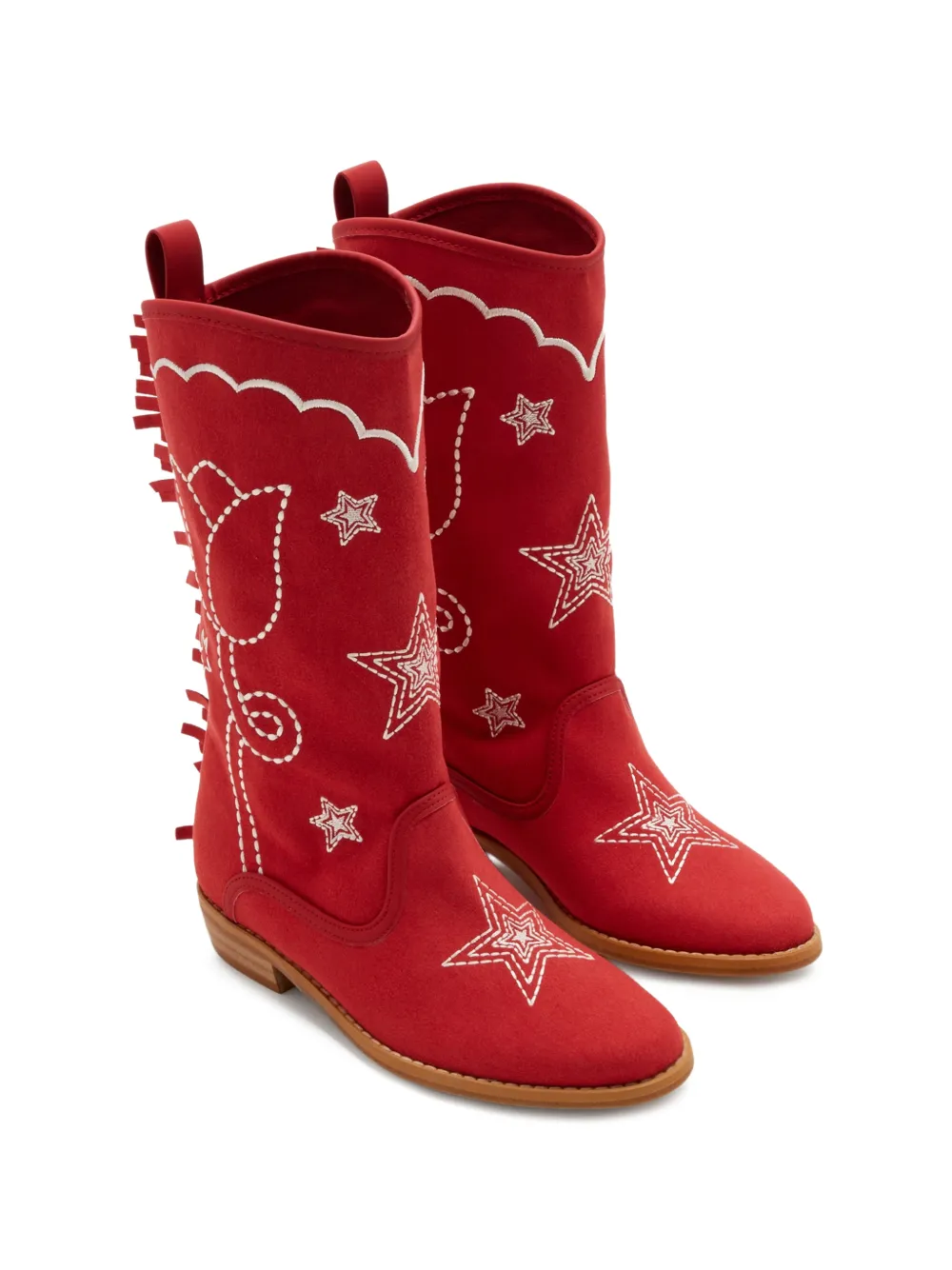 Stella McCartney Kids Star fringe-trimmed star-embroidered boots