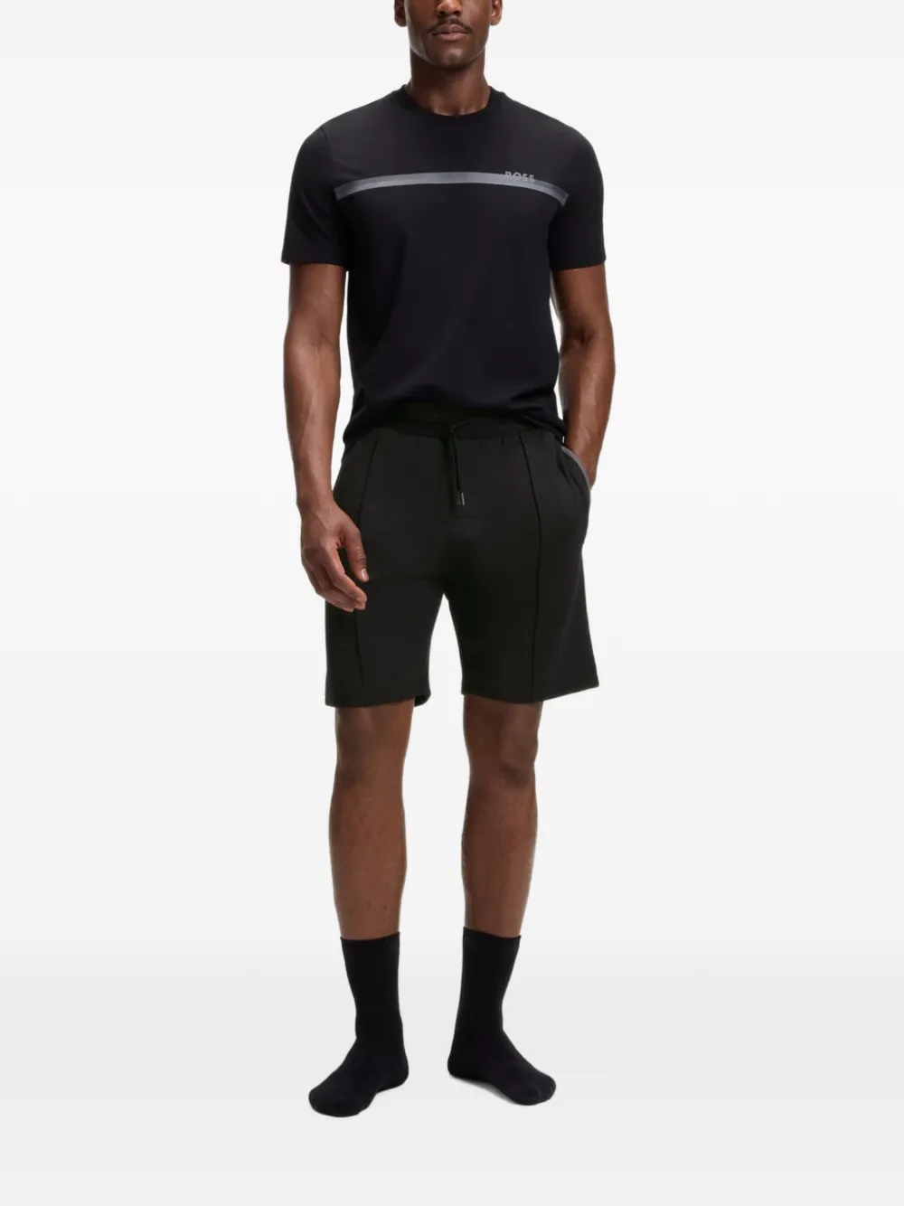 HUGO Shorts met trekkoord en vlakken Zwart