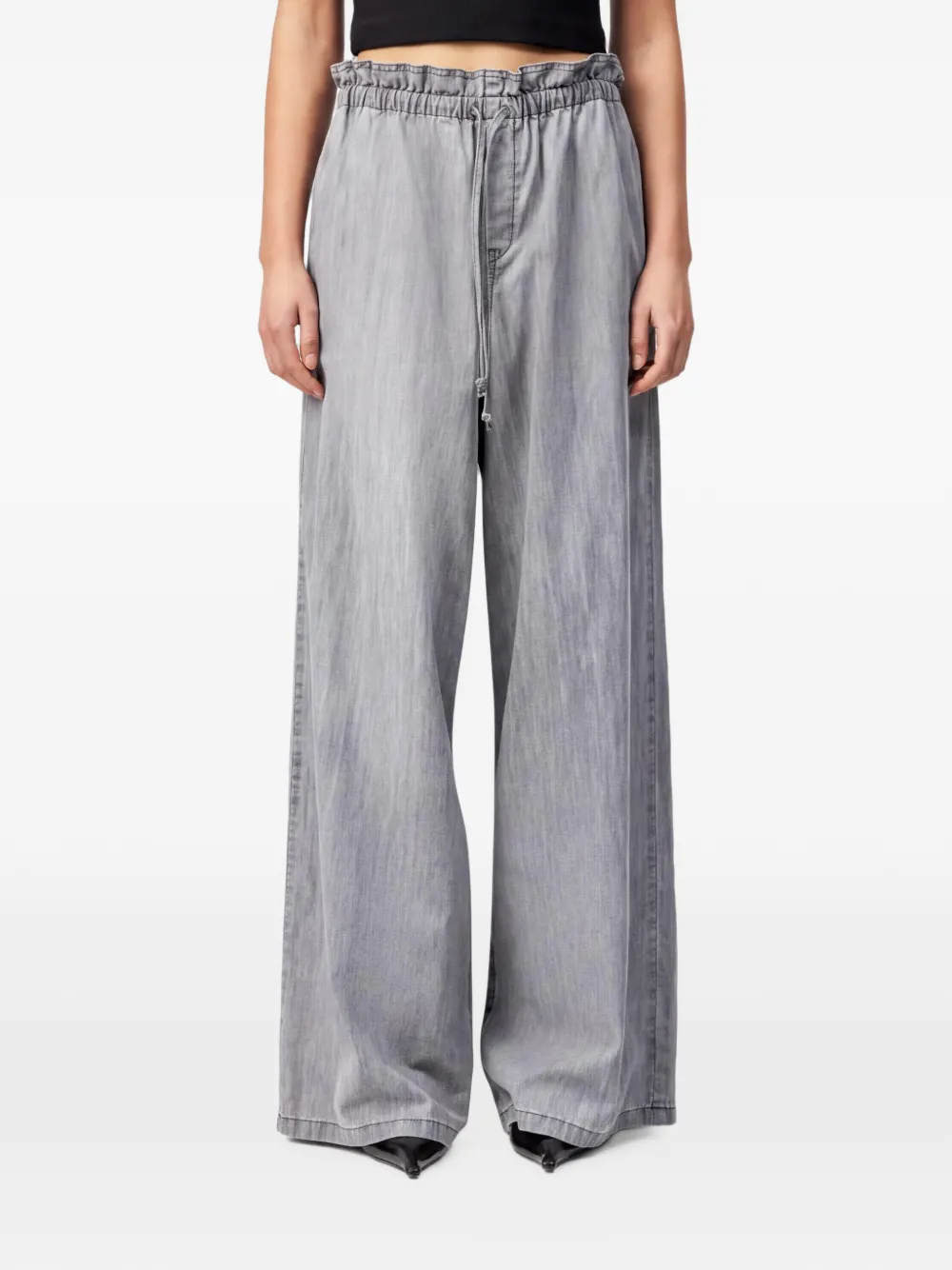 Drykorn Broek met trekkoordtaille en wijde pijpen Grijs