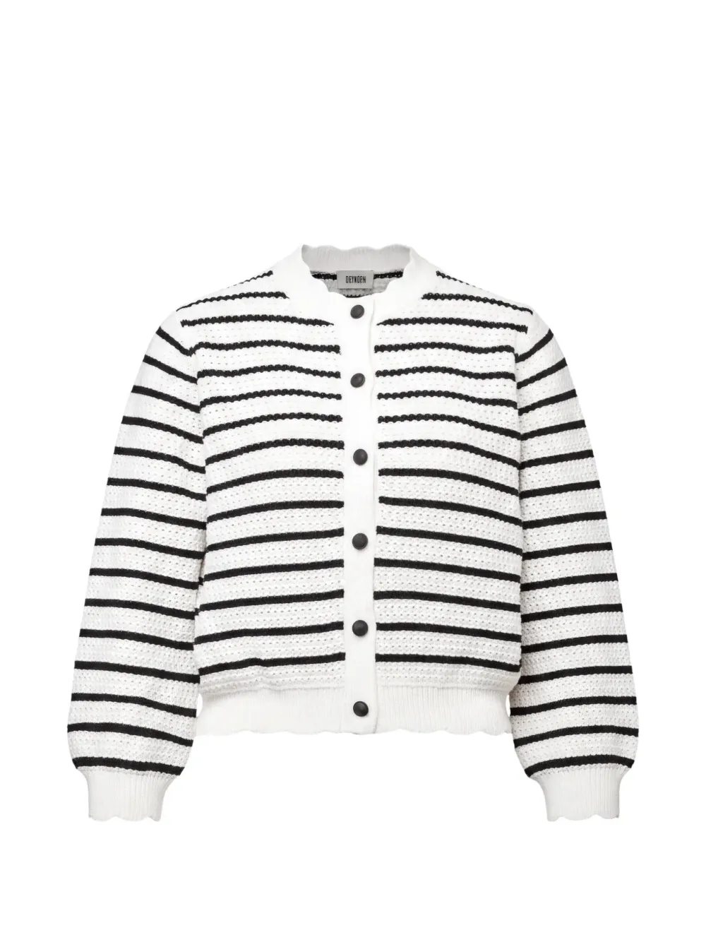 Drykorn striped scalloped-edge cardigan - Nude