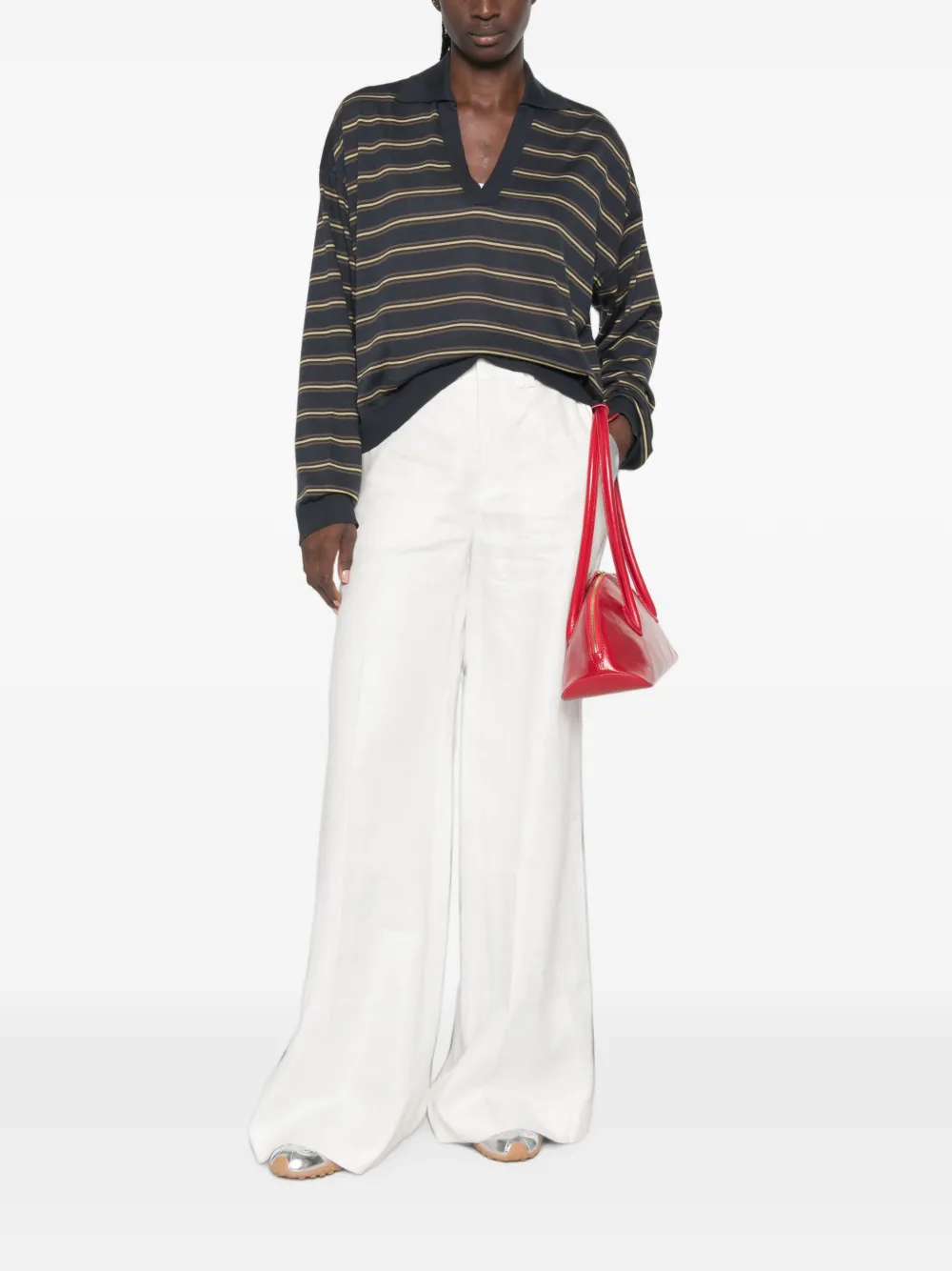 Drykorn Pantalon met wijde pijpen Wit