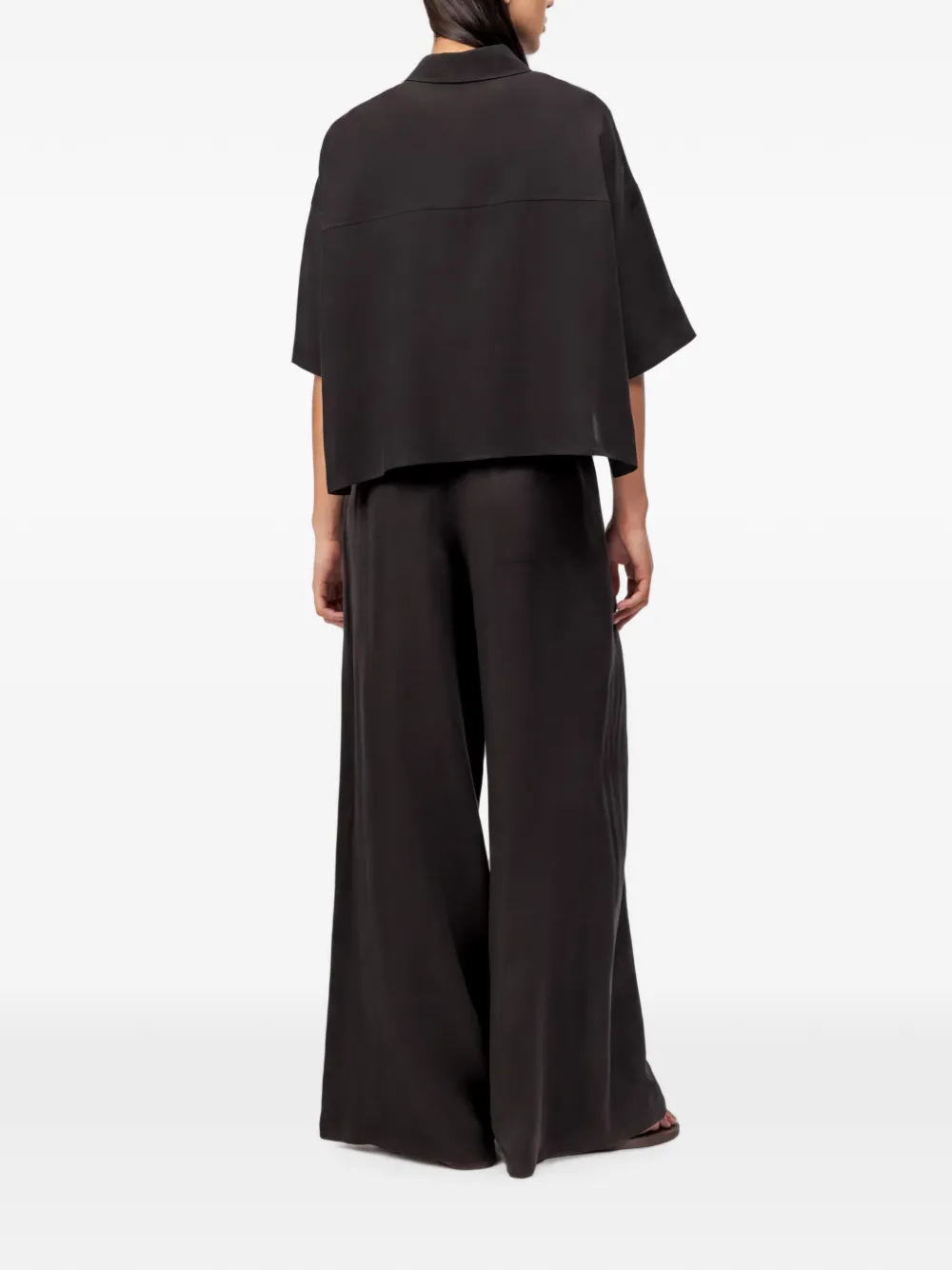 Drykorn Yarika short-sleeve cropped shirt Bruin