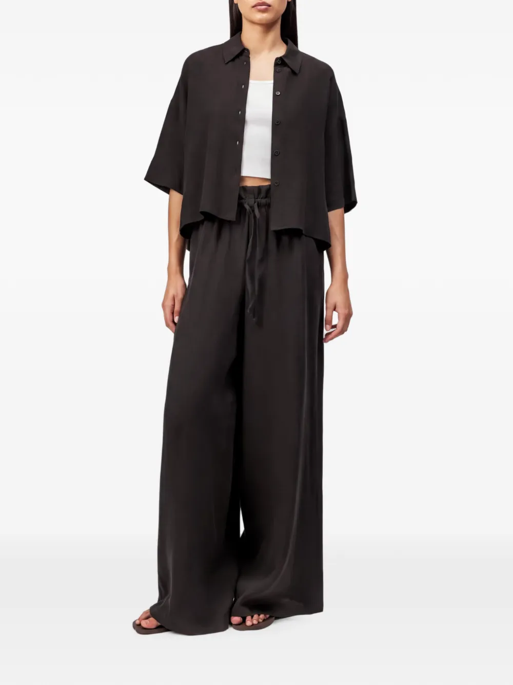 Drykorn Yarika short-sleeve cropped shirt Bruin