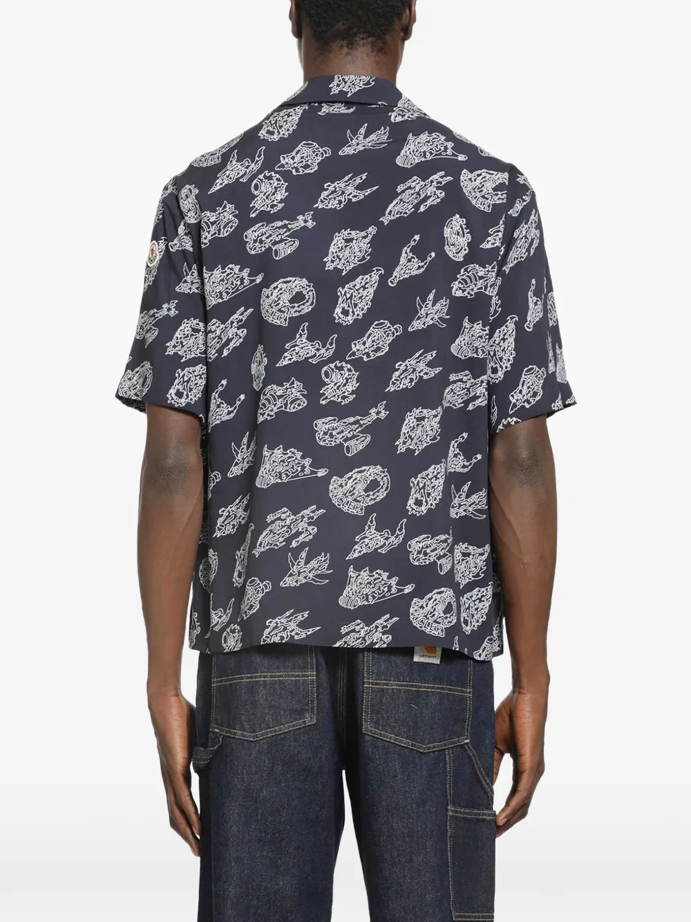  Moncler Printed Short-sleeve Shirt - Blue 