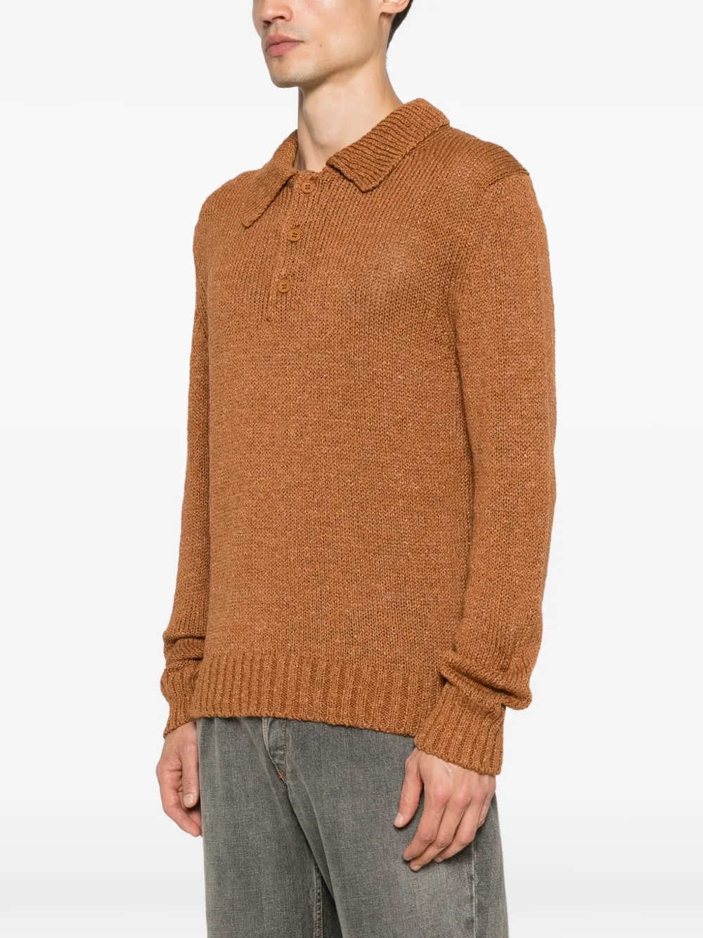 Sunflower Poloshirt met halve knoop Bruin
