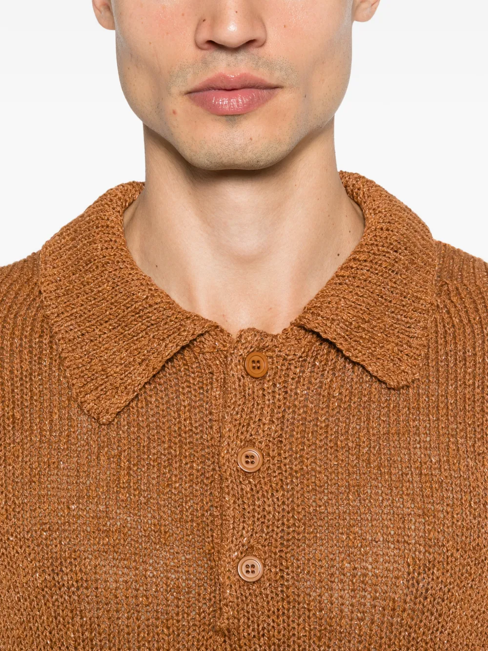 Sunflower Poloshirt met halve knoop Bruin