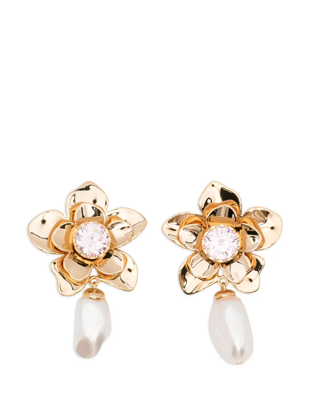 Self-Portrait flower-motif earrings - Oro