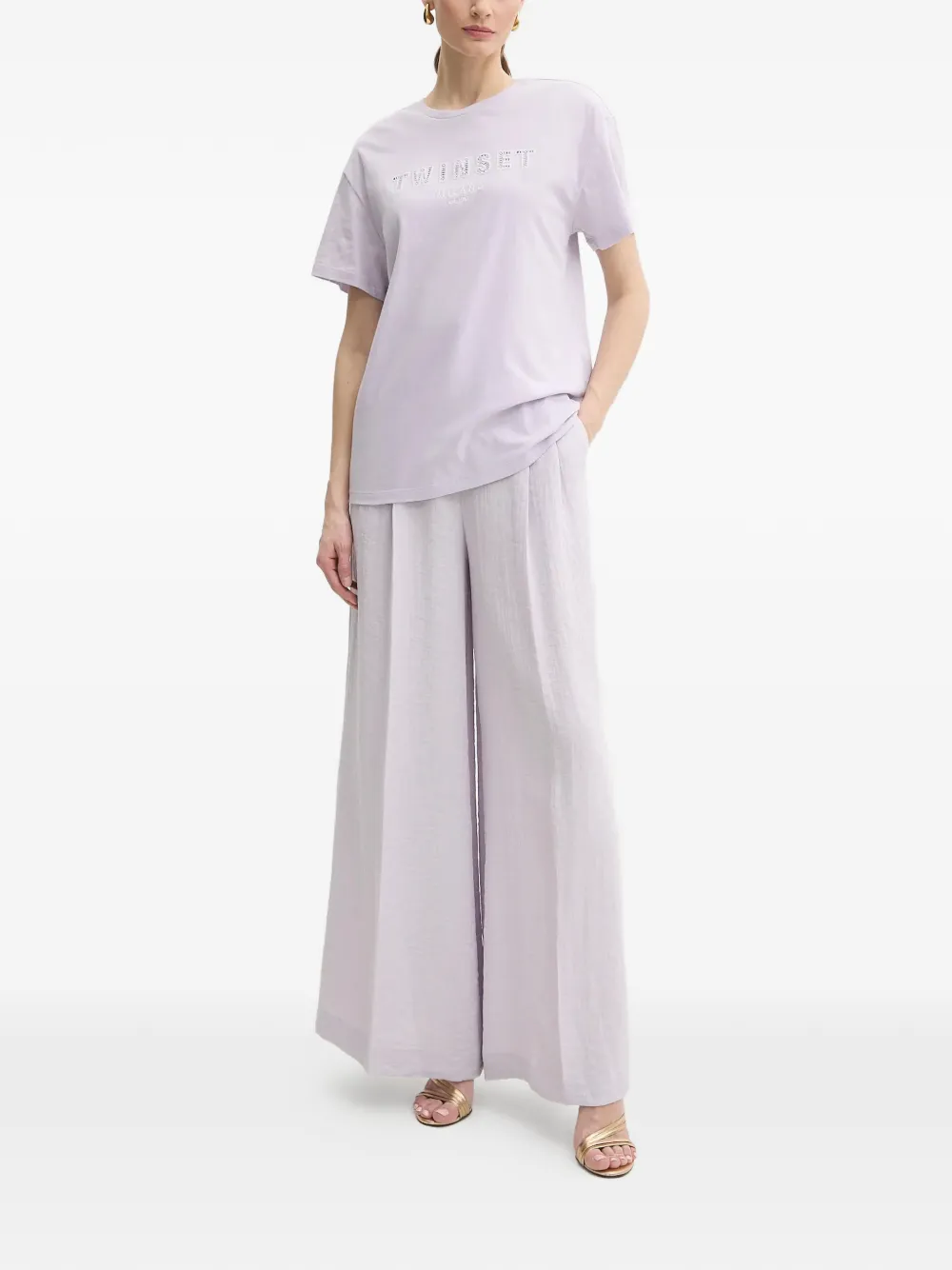 TWINSET T-shirt verfraaid met logo Paars