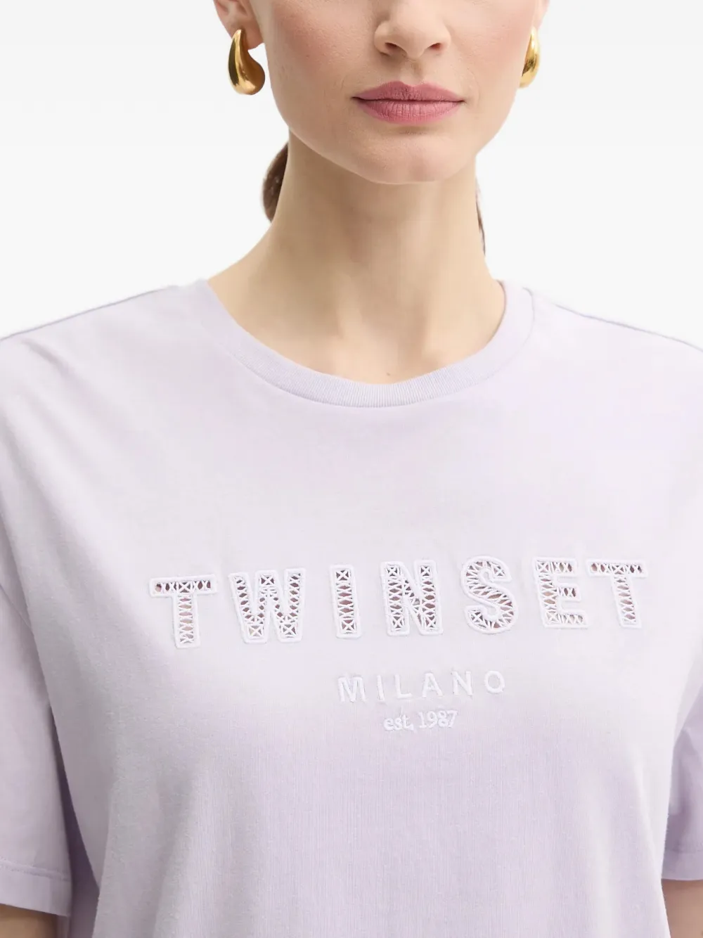 TWINSET T-shirt verfraaid met logo Paars