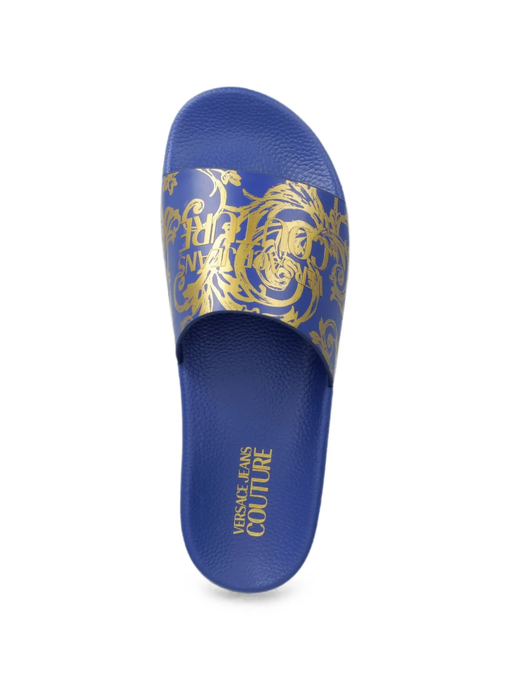 Versace Jeans Couture Baroque-print slides Blauw