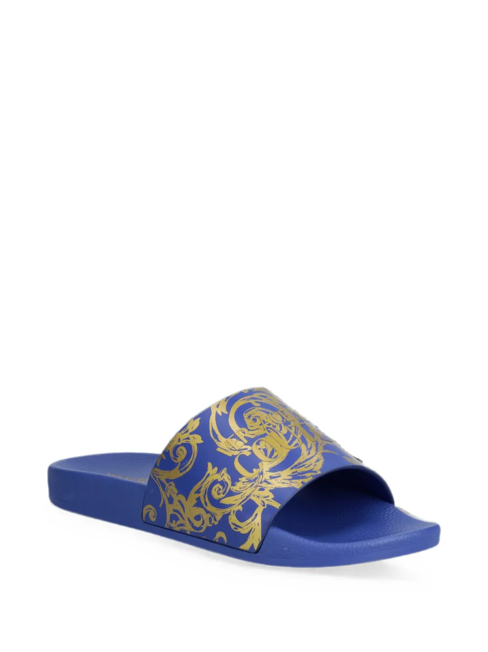 Versace Jeans Couture Baroque-print slides Blauw