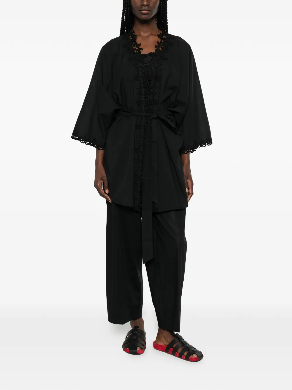 TWINSET Broek met wijde pijpen Zwart