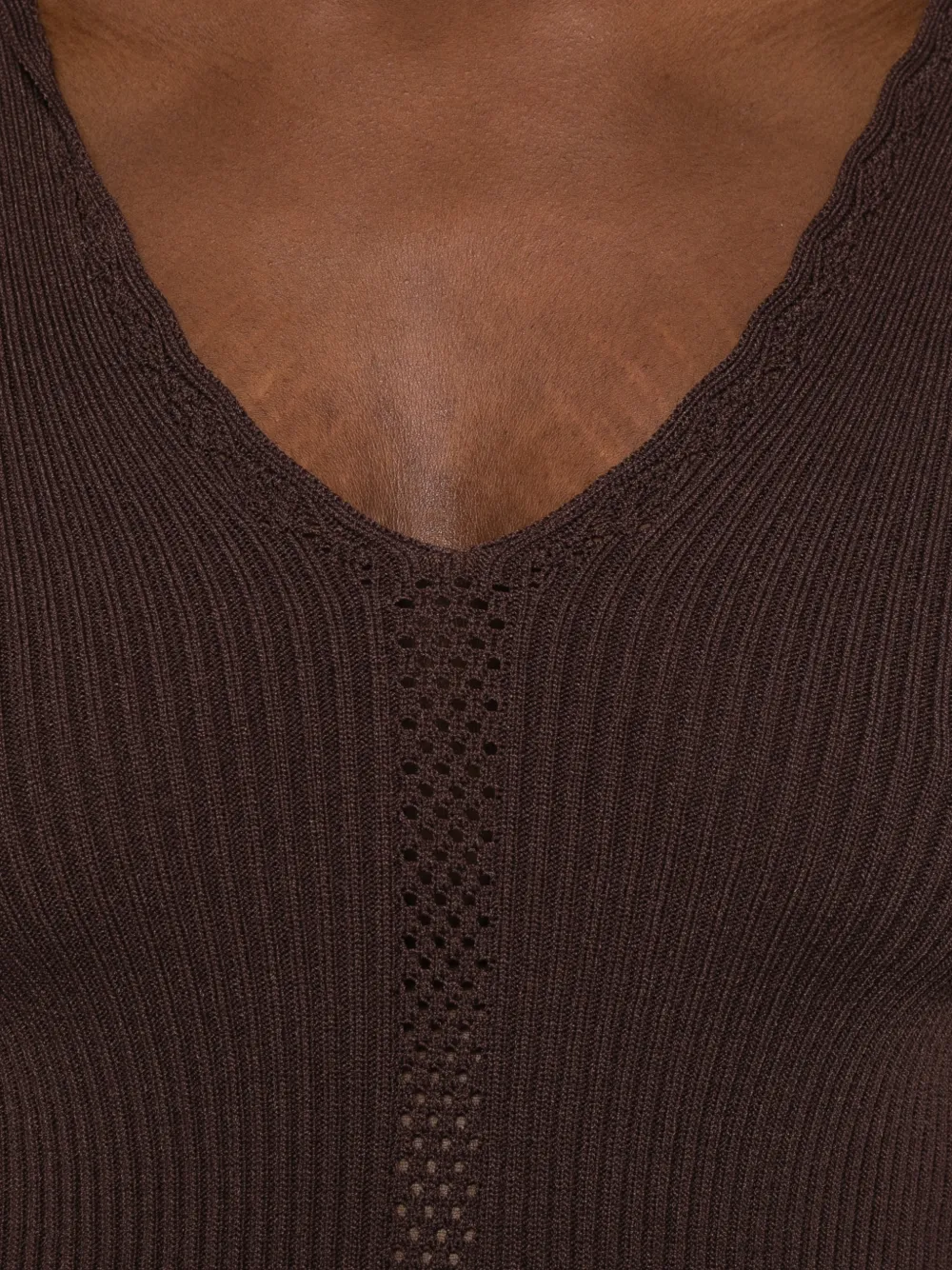 TWINSET Geribbelde top met gewelfde afwerking Bruin