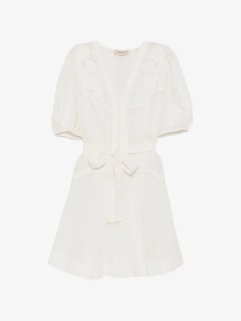 TWINSET short ramie dress with embroidery