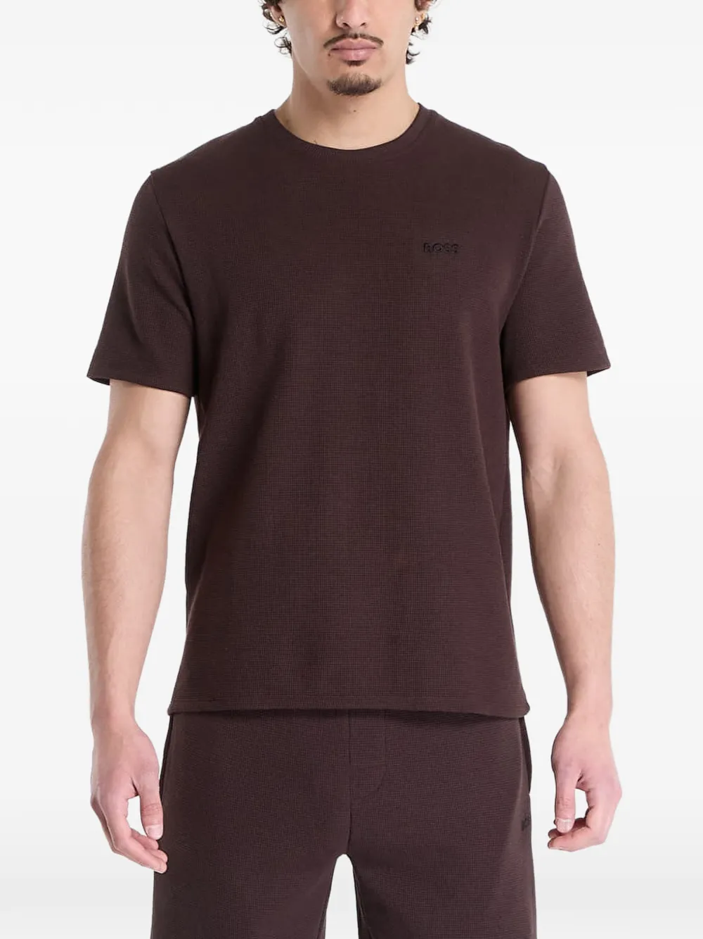 HUGO embroidered-logo T-shirt - Marrone