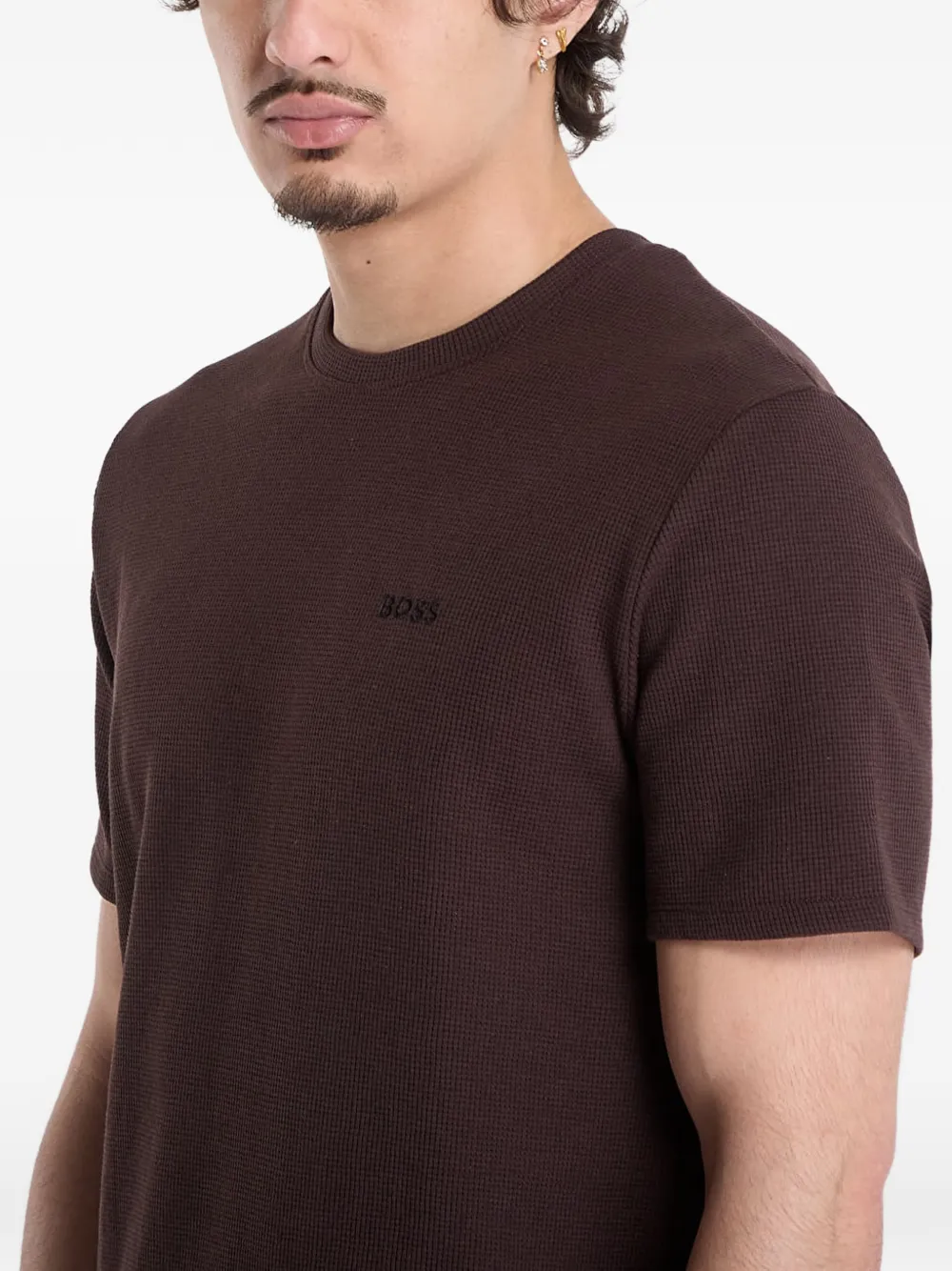 HUGO T-shirt met geborduurd logo Bruin