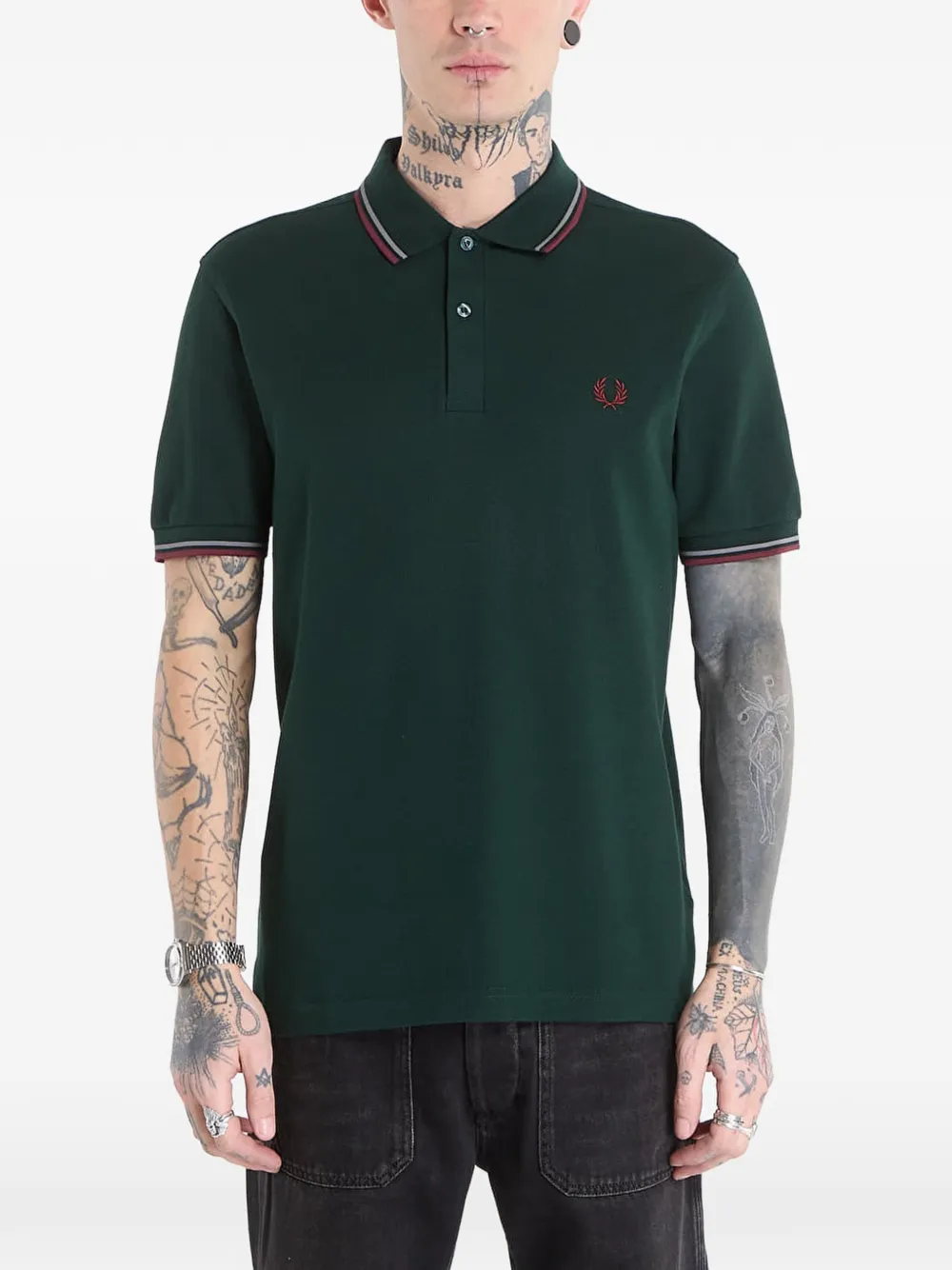 Fred Perry striped-trim polo shirt - Verde