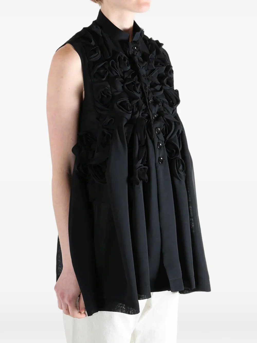 Comme des Garçons TAO Rosette blouse met knopen Zwart