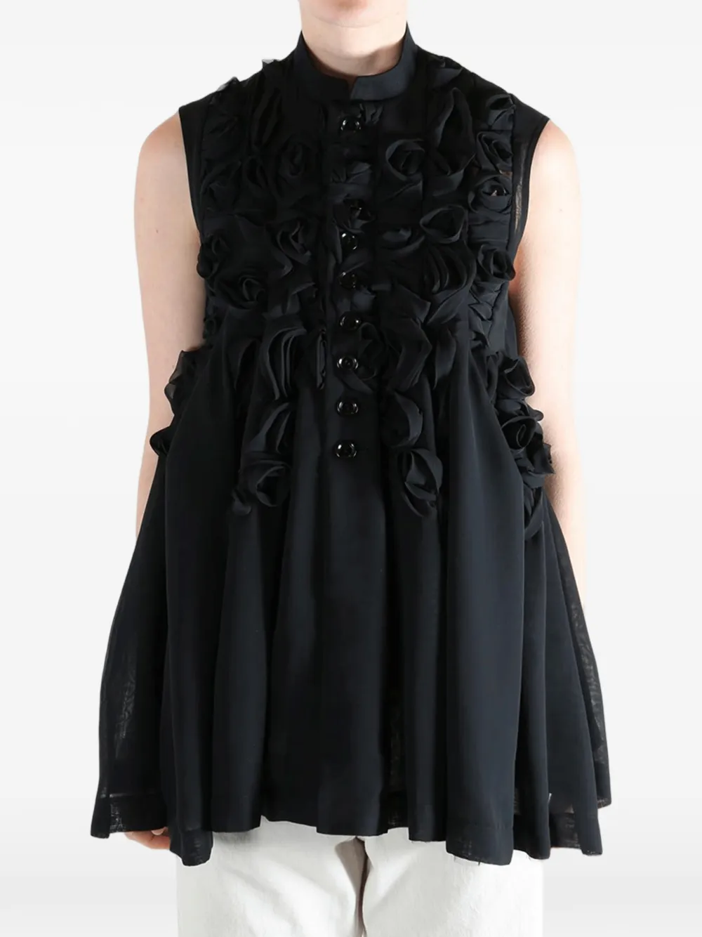 Comme des Garçons TAO Rosette blouse met knopen Zwart