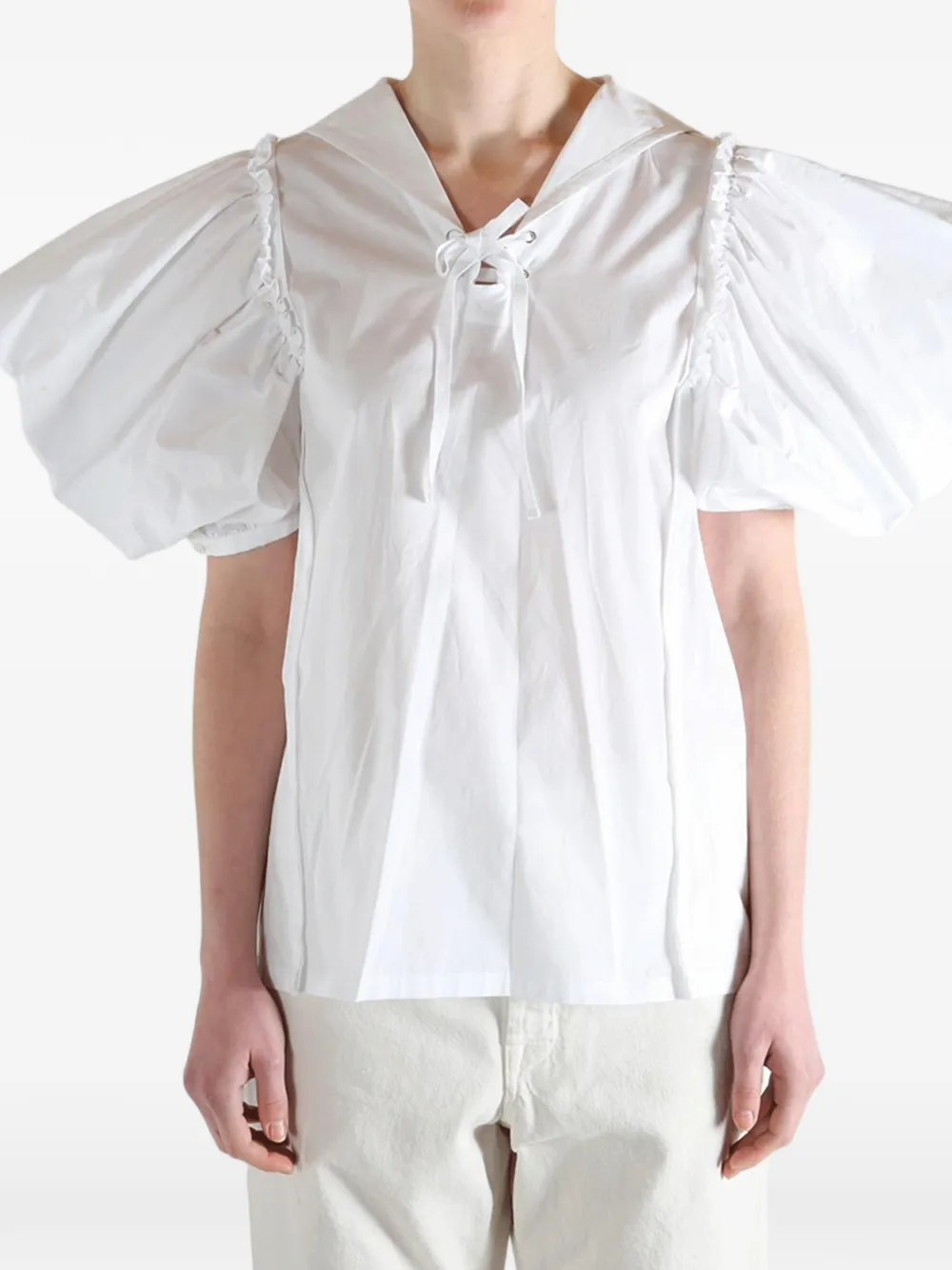 Comme des Garçons TAO Gewatteerde blouse met veters Wit