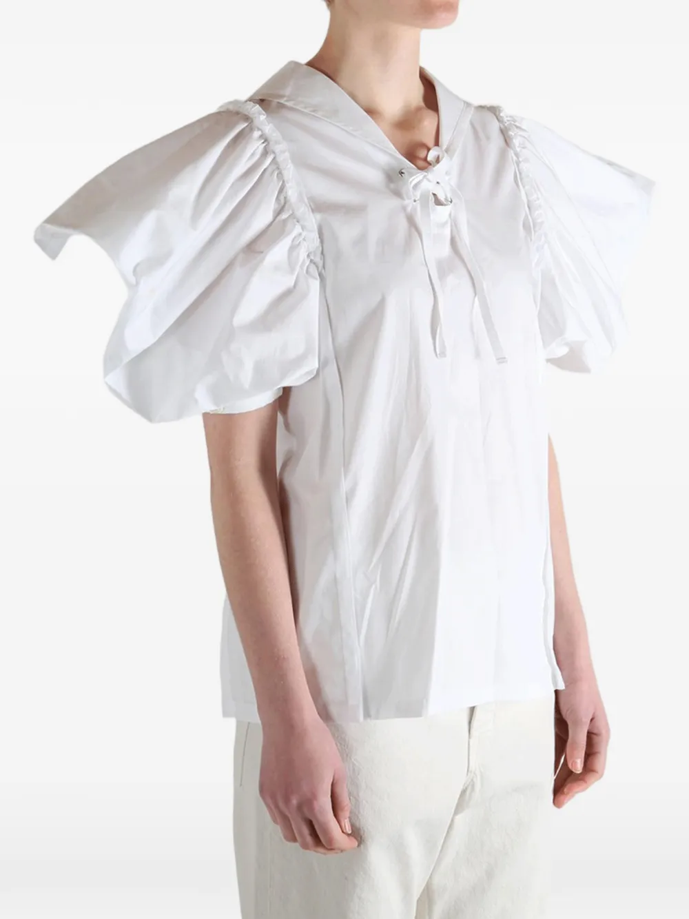 Comme des Garçons TAO Gewatteerde blouse met veters Wit