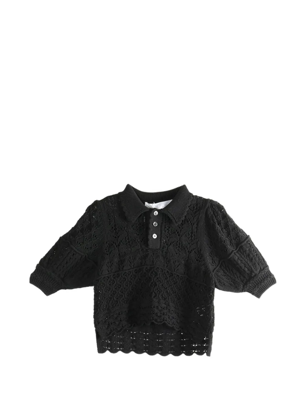 Comme des Garçons TAO crochet polo top - Schwarz