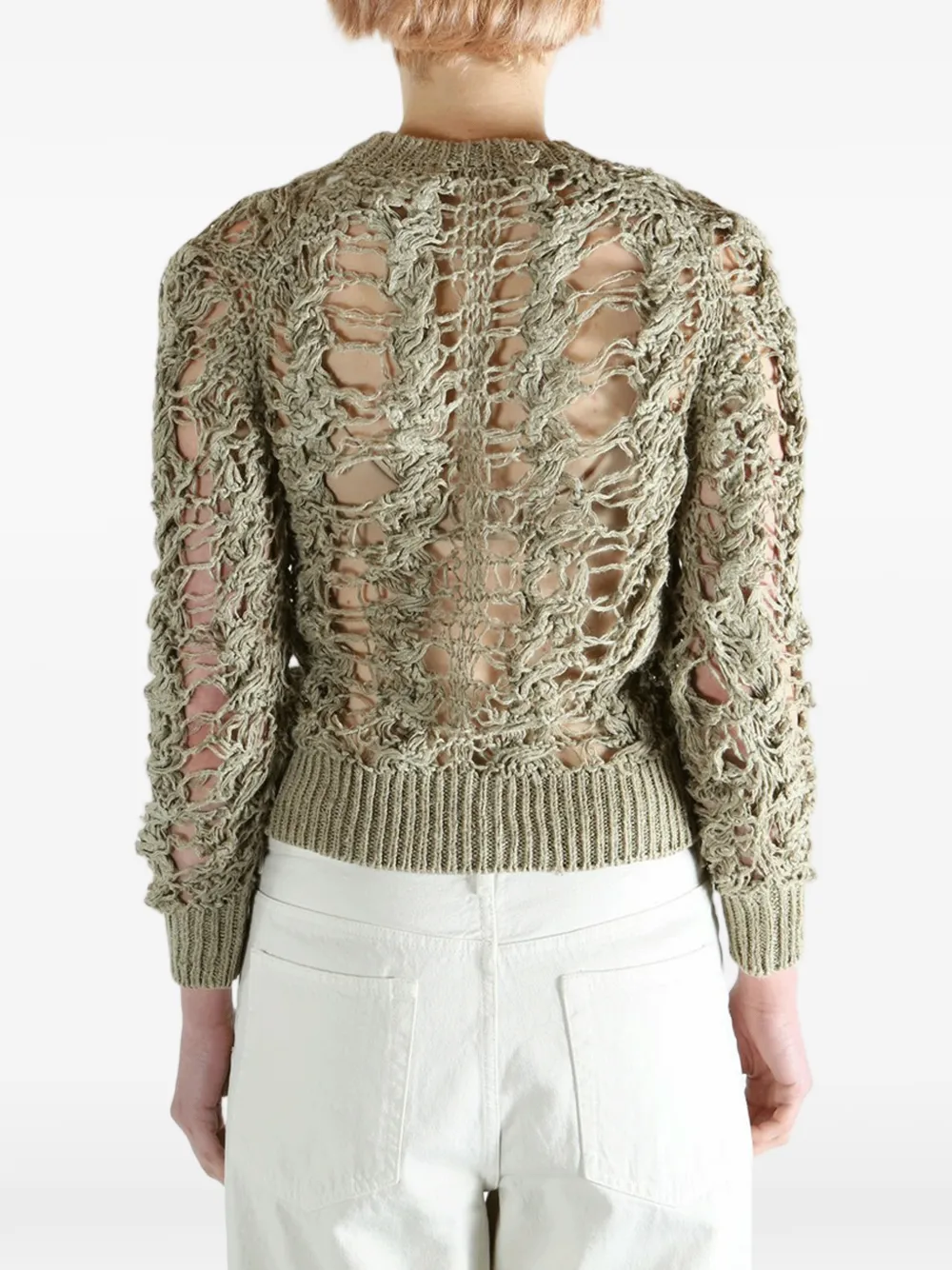 Comme Des Garçons Open-knit Button-up Sweater in Green, view 4