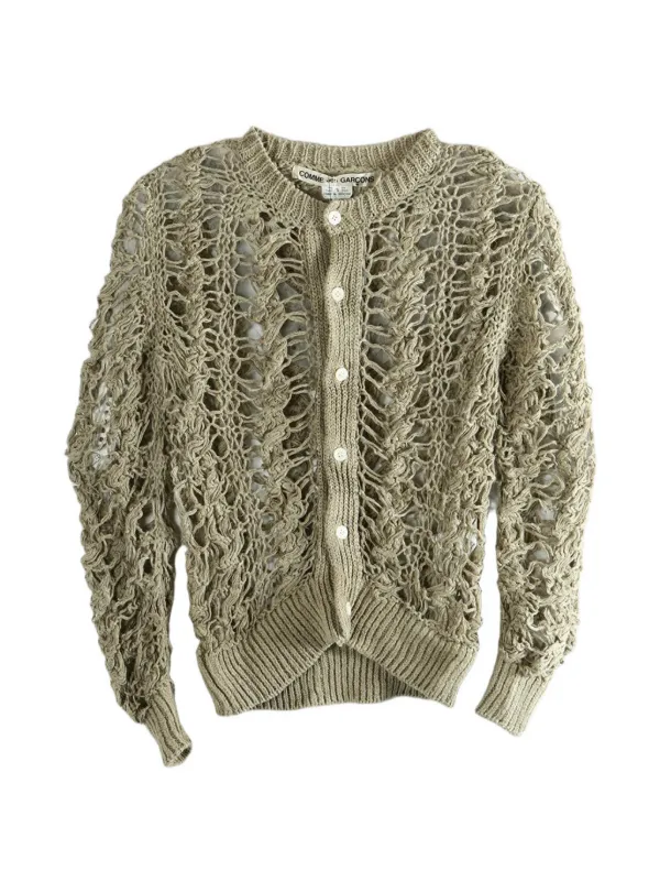 Comme des Garçons Open-knit Button-up Sweater in Green