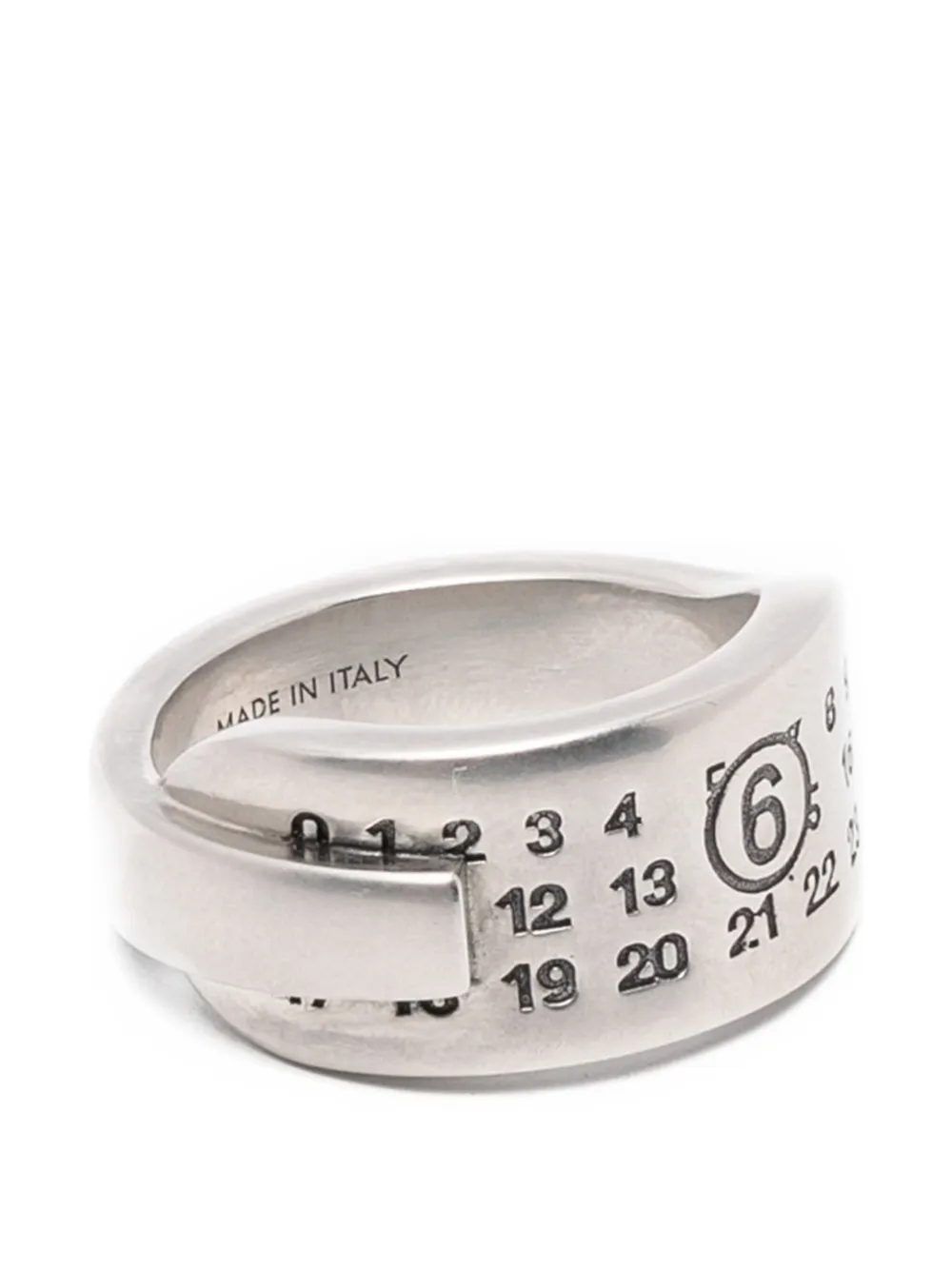 MM6 Maison Margiela numeric signature and multi-band ring - Argento
