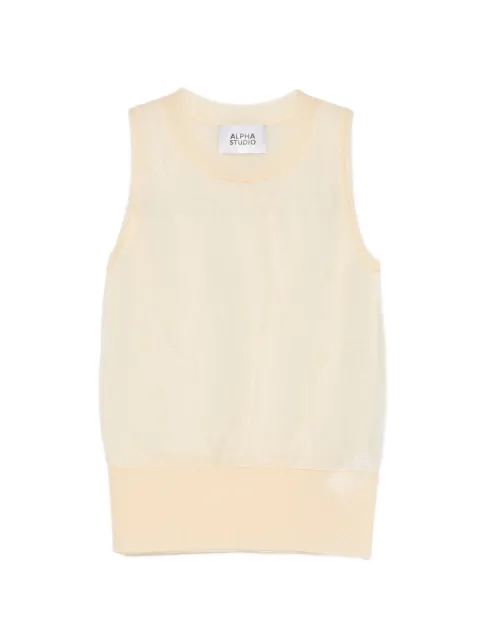 ALPHA STUDIO 시스루 크루 넥 탑