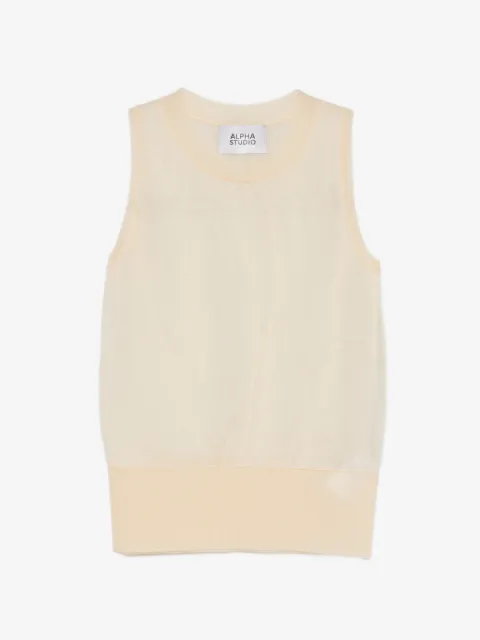 ALPHA STUDIO sheer crew neck top