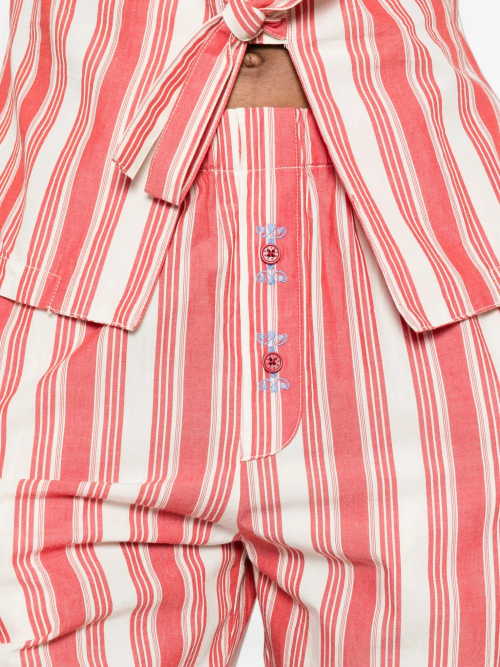 Stine Goya Gestreepte broek met knopen Rood