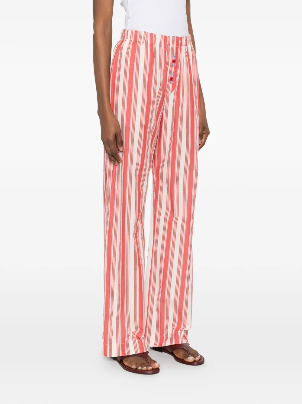 Stine Goya Gestreepte broek met knopen Rood