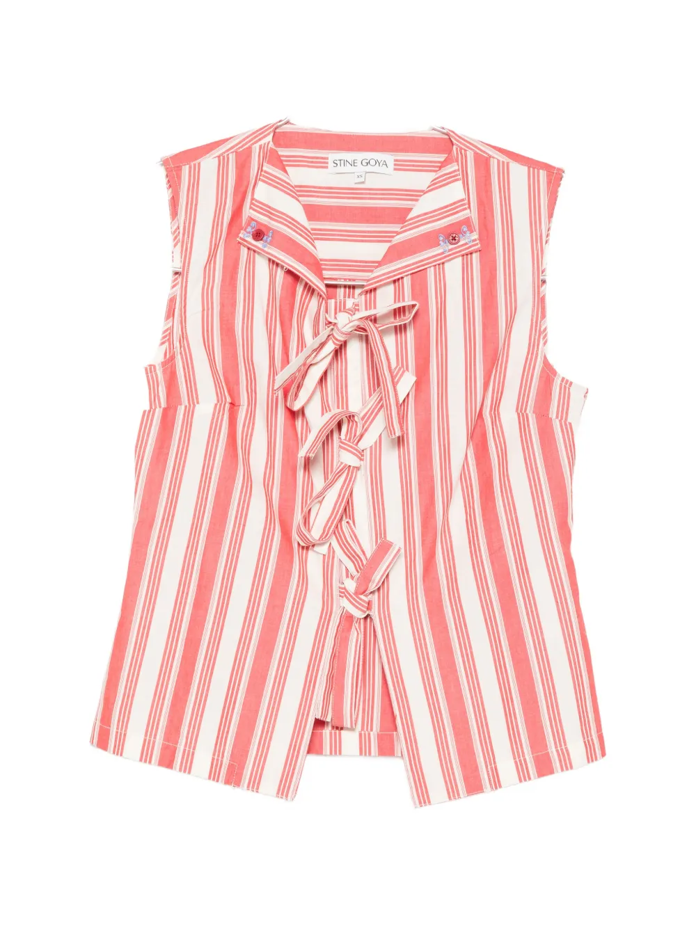 Stine Goya striped tie-front top - Rosso