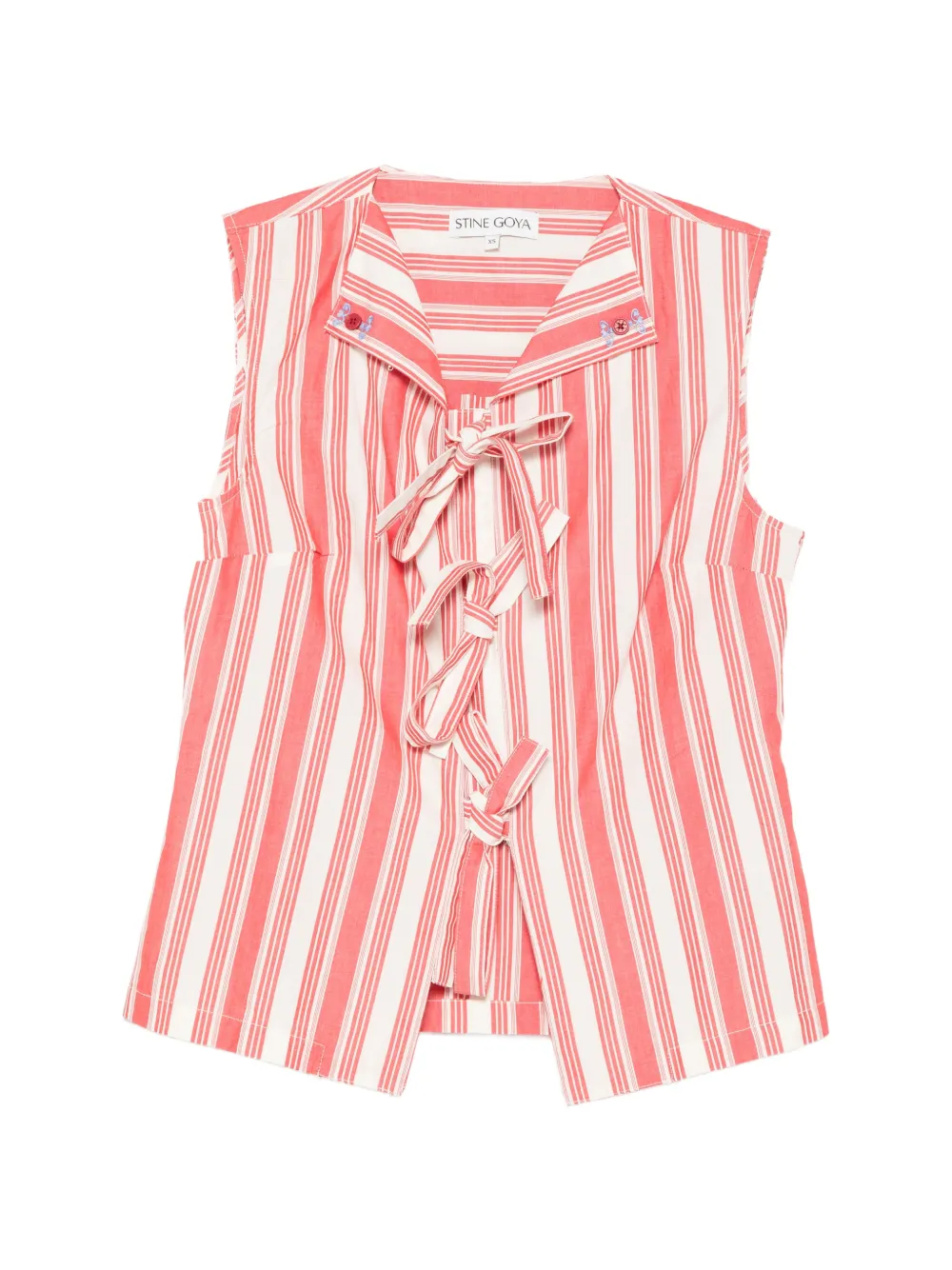 Stine Goya striped tie-front top - Rosso