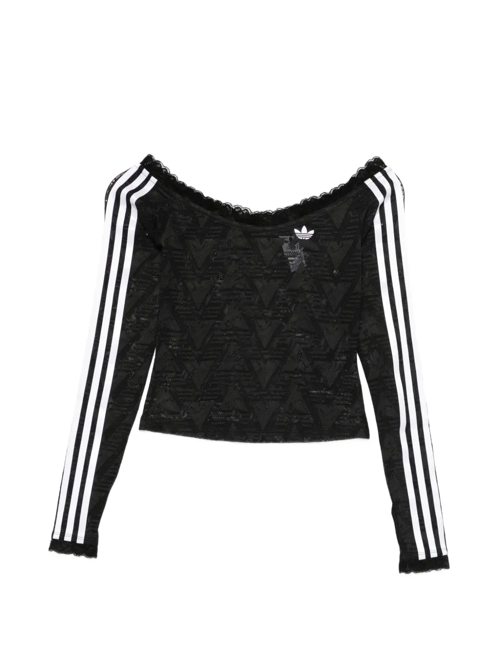 adidas lace-trim striped top - Nero