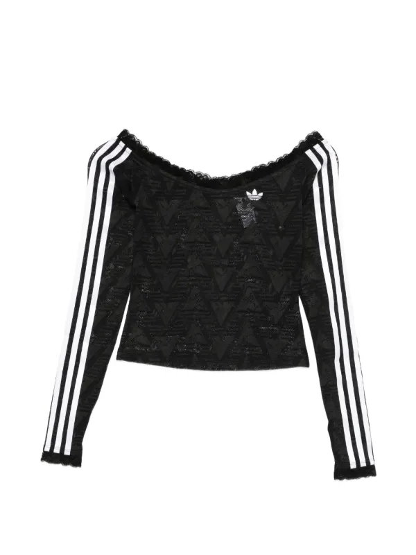 Adidas lace-trim Striped Top | Black | FARFETCH