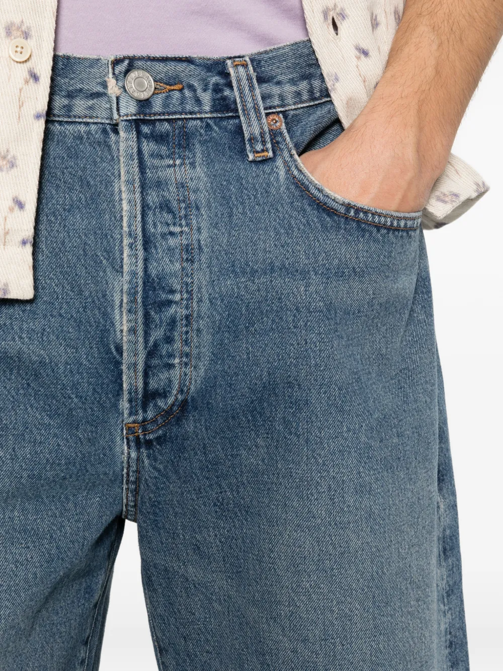 AGOLDE Anson shorts met franje Blauw