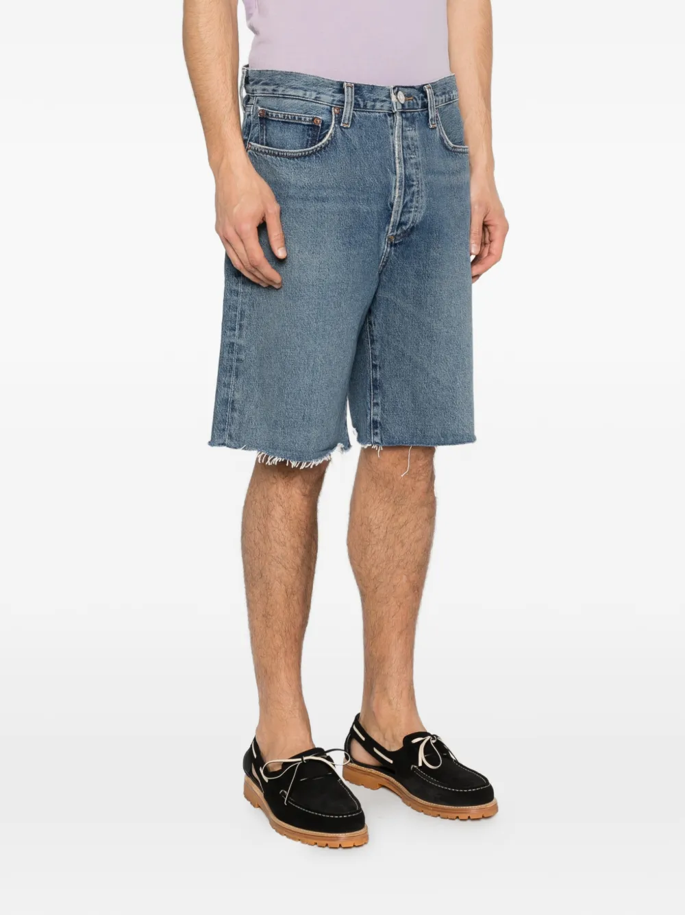 AGOLDE Anson shorts met franje Blauw