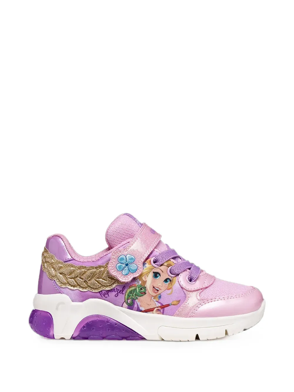Geox Kids Disney Princess glitter-braid sneakers Paars