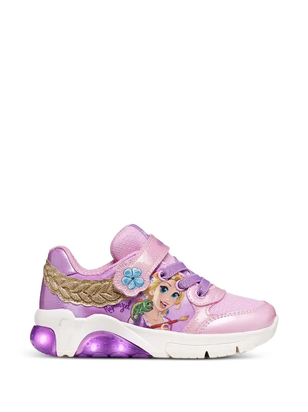 Geox Kids Disney Princess glitter-braid sneakers Paars