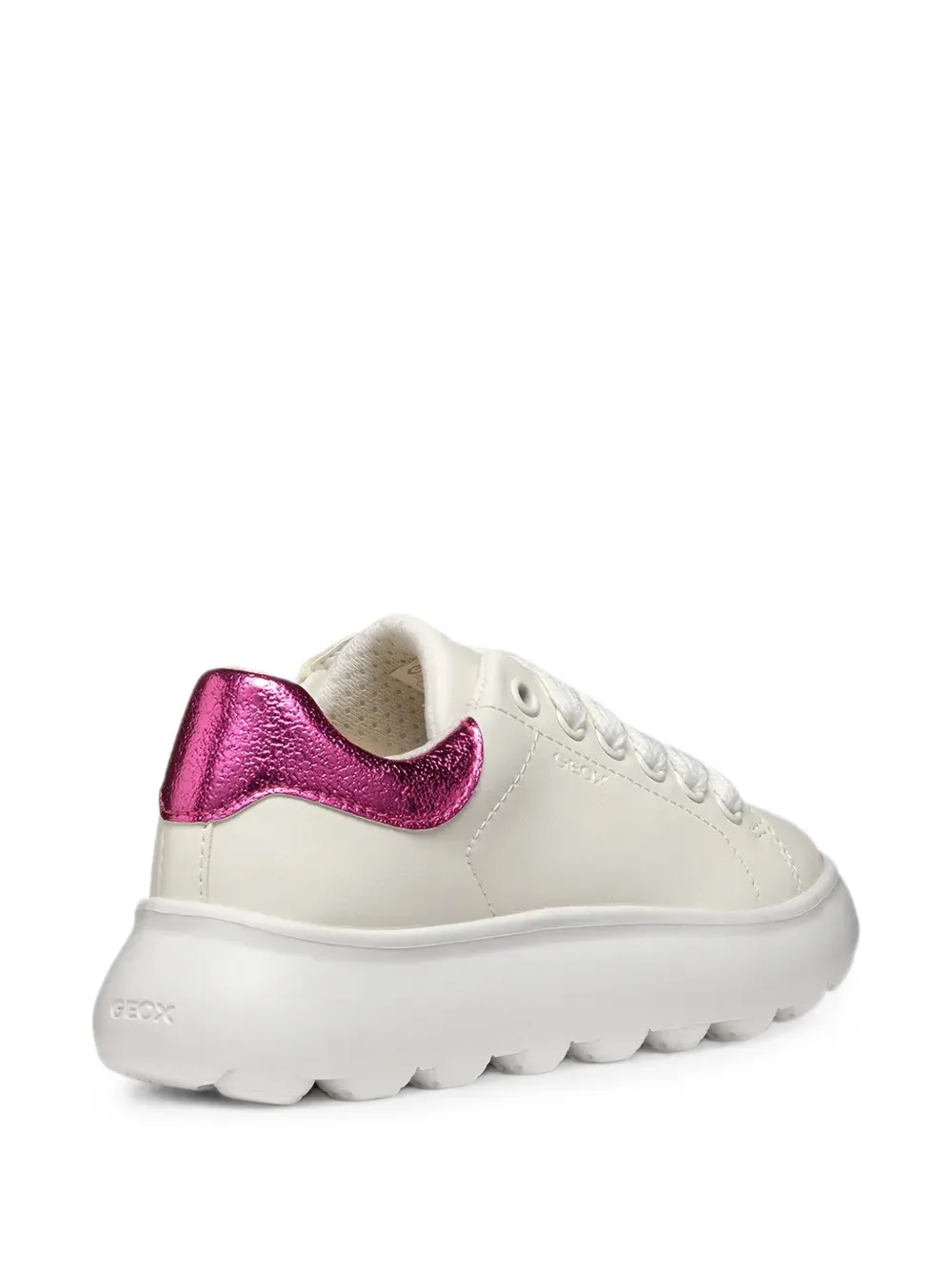 Geox Kids Puffypop metallic-effect side-zip sneakers Wit