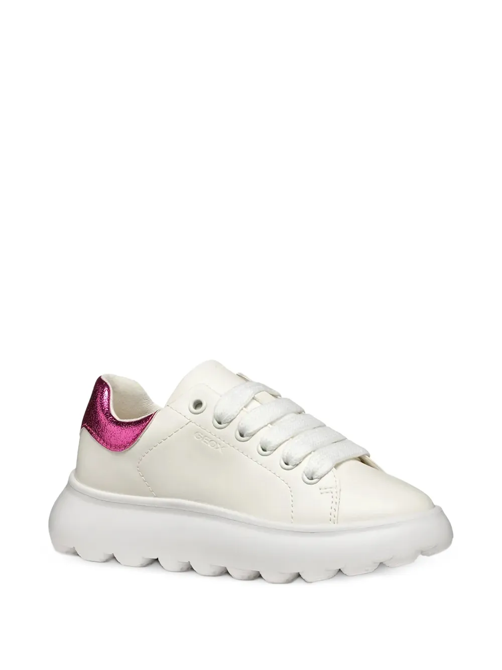 Geox Kids Puffypop metallic-effect side-zip sneakers Wit