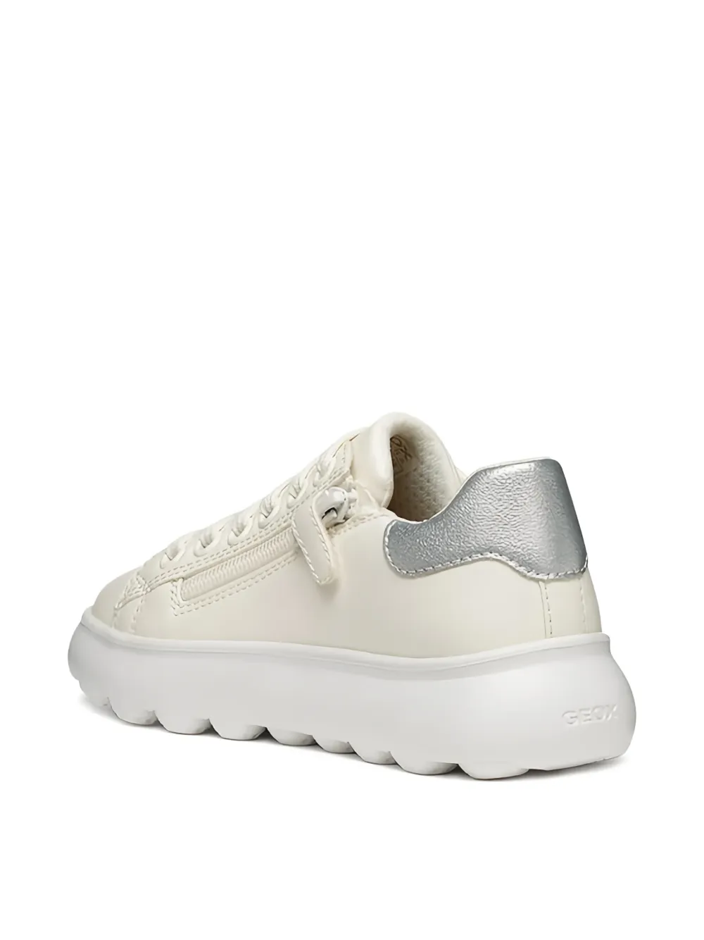 Geox Kids Puffypop lace-up leather sneakers Wit