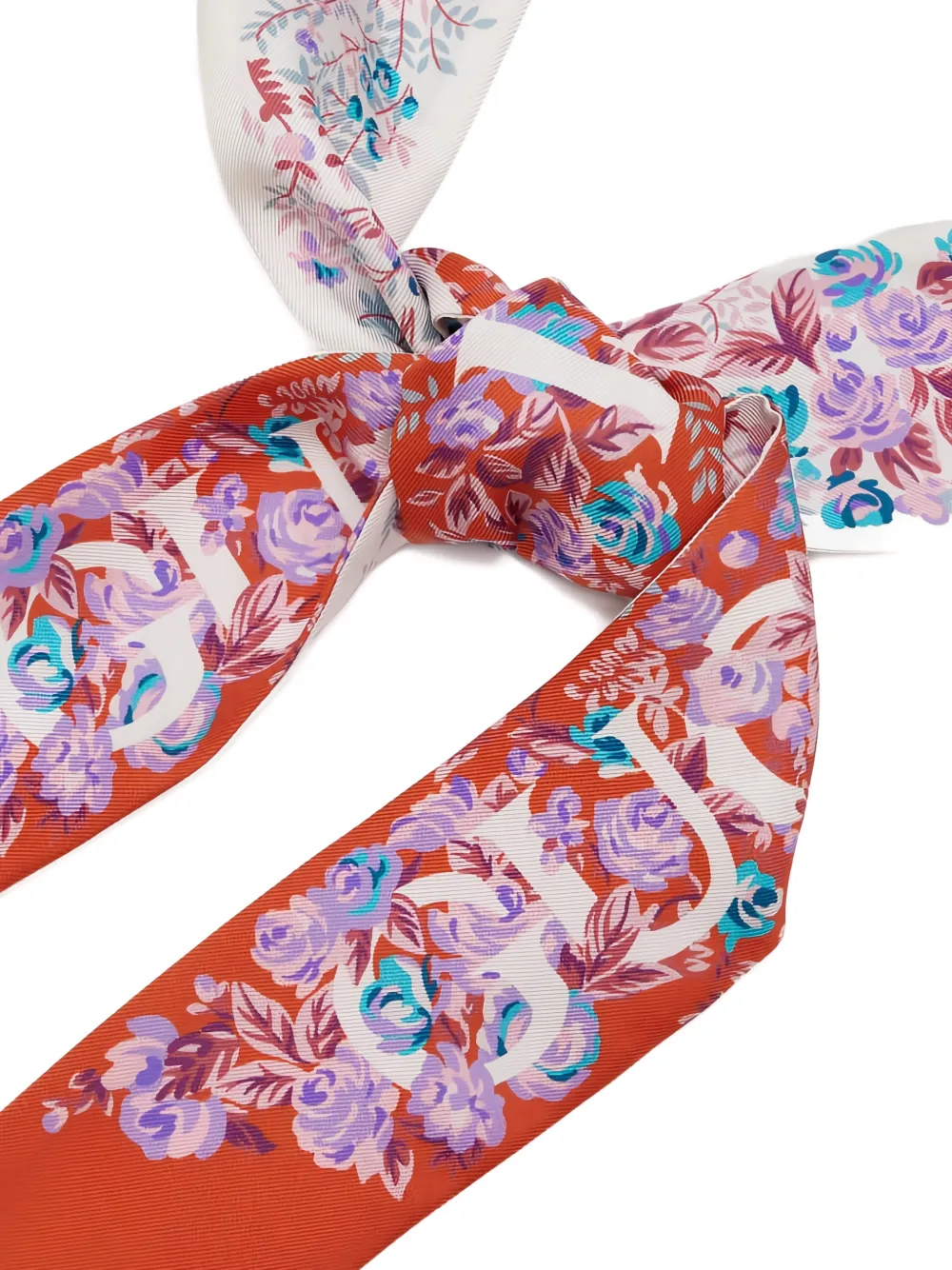 Gucci Printed Silk Twill Ribbon in Orange, view 2